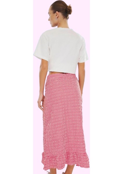 Kadın Günlük Kullanım Maxi Ekose Gofre Dokuma Etek Balık Siluet Casual Yaz Aylarının Vazgeçilmezi modelleri