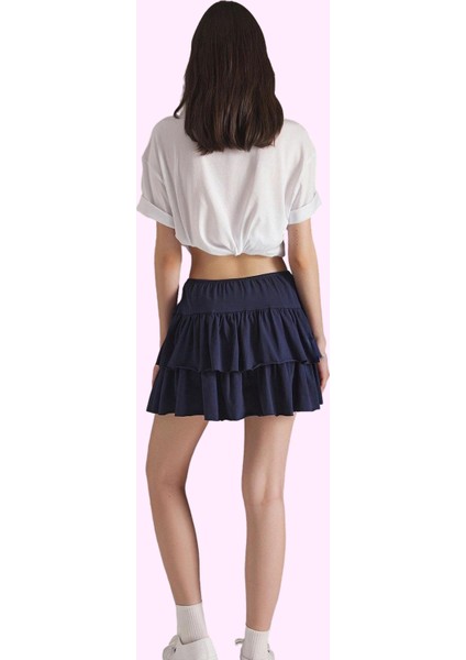 Kadın Basic Yüksek Bel Mini Örme Etek Renk Yazlık Fırfırlı Skater Yaz Aylarının Vazgeçilmezi modelleri