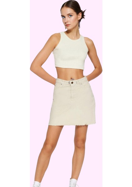 Kadın Denim Mini Etek A Line Kalıp Pamuk Yazlık Günlük Kullanım Yaz Aylarının Vazgeçilmezi fiyatları