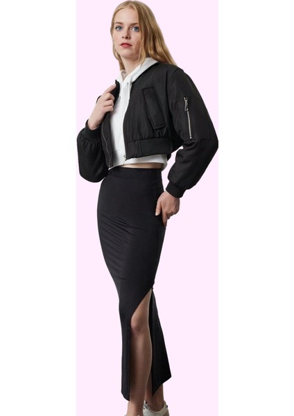 Kadın Yüksek Belli Poliamid Maxi Etek Kış Günlük Şıklığı Hafta Sonu Yaz Aylarının Vazgeçilmezi