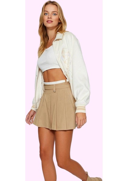 Kadın Düz Desen Mini Etek Kemerli Casual A Line Gabardin Günlük Kullanım Dayanıklı Malzeme