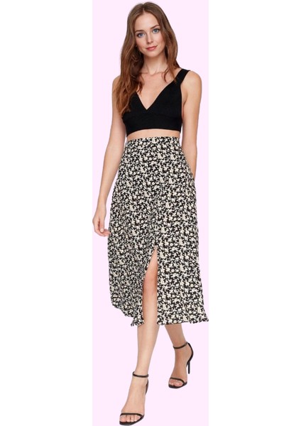 Kadın Viskoz Midi Boy A Line Etek Casual Günlük Yaz Kullanımı Için Yüksek Bel Modern Tasarım