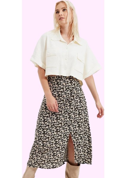 Kadın Viskoz Midi Boy A Line Etek Casual Günlük Yaz Kullanımı Için Yüksek Bel Modern Tasarım modelleri