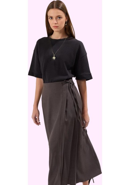 Kadın A Line Maxi Etek 100% Polyester Dokuma Kumaş Ramadan Koleksiyonu Ofis Şıklığı Günlük Kullanım