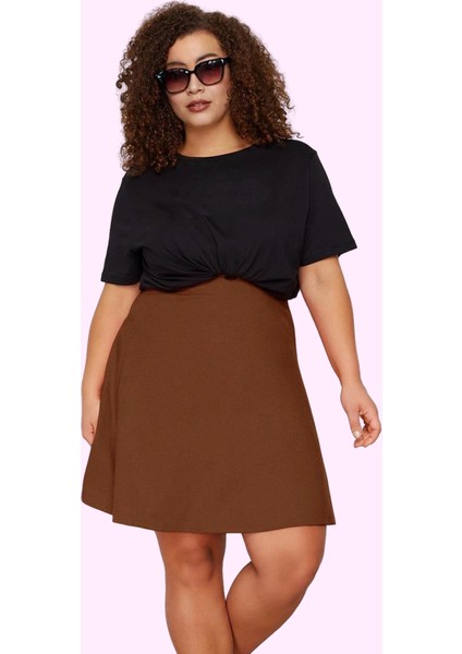 Kadın A Line Mini Etek Viskoz Polyester Elastan Lastikli Belli Rahat Günlük Modern Tasarım fiyatları