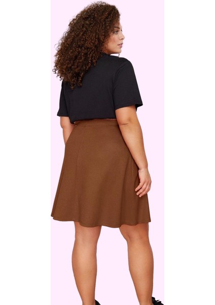 Kadın A Line Mini Etek Viskoz Polyester Elastan Lastikli Belli Rahat Günlük Modern Tasarım modelleri