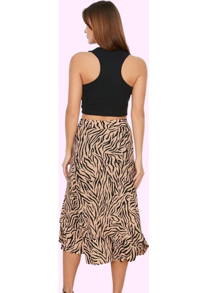 Kadın Yüksek Bel A Line Midi Etek Çiçekli Desenli Örme Kumaş Rahat Yaz Aylarının Vazgeçilmezi modelleri