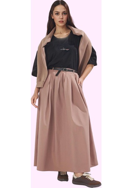 Kadın Maxi Etek Düz Desen A Line Kesim Terrycotton Kumaş Günlük Kullanım Dayanıklı Malzeme fiyatları