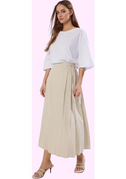 Kadın A Line Maxi Etek 100% Polyester Dokuma Kumaş Ramadan Koleksiyonu Ofis Şıklığı Günlük Kullanım