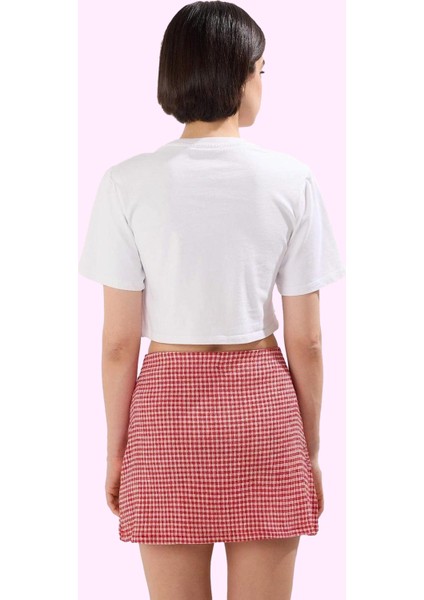 Kadın Slim Fit Kareli Mini Örme Etek Şort Detaylı Rahat Yazlık Günlük Kullanım Özel Günler modelleri