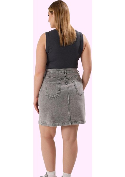 Kadın Yüksek Bel Denim Kısa Etek A Line Rigid Dokuma Yırtmaçlı Pamuk Yaz Aylarının Vazgeçilmezi modelleri