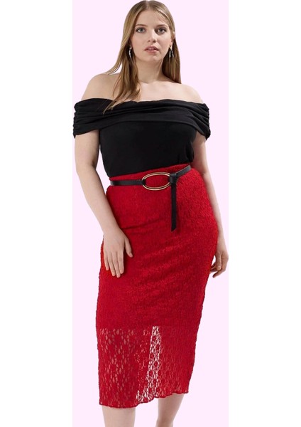 Kadın Kalem Kalıp Midi Boy Örme Etek Renk Dantel Detaylı Günlük Stil Yaz Aylarının Vazgeçilmezi