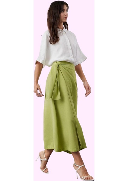 Kadın Keten Görünümlü Dokuma Maxi Etek Astarsız Casual Günlük Kullanım Yaz Aylarının Vazgeçilmezi fiyatları