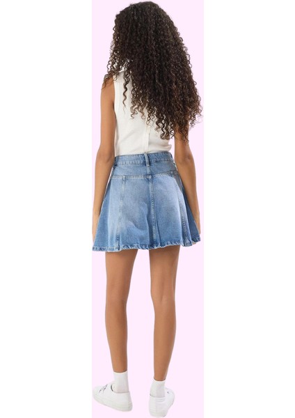 Kadın Pamuklu Denim Mini Etek; Yazlık Fırfırlı A Line Yüksek Bel Yaz Aylarının Vazgeçilmezi modelleri