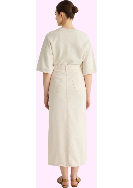 Kadın Düz Desen Midi Boy Cep Detaylı Pamuk Gabardin Etek Günlük Kullanım Dayanıklı Malzeme modelleri