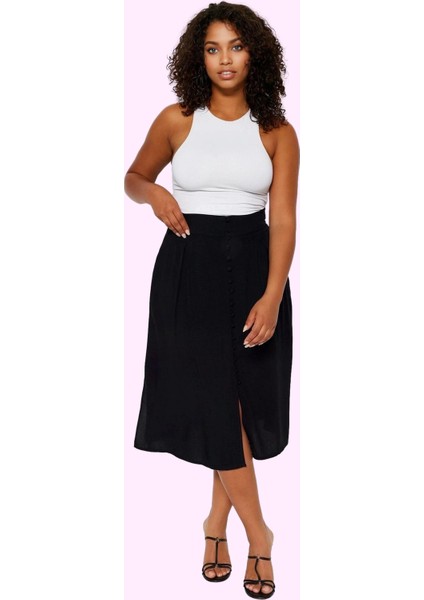 Kadın A Line Viskoz Dokuma Etek Renk Normal Bel Günlük Kombinler Için Yaz Aylarının Vazgeçilmezi
