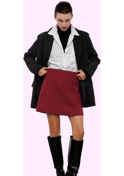 Kadın Mini Etek Yüksek Bel A Line Dokuma Gabardin Günlük Stil Hafta Sonu Dayanıklı Malzeme fiyatları