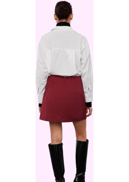 Kadın Mini Etek Yüksek Bel A Line Dokuma Gabardin Günlük Stil Hafta Sonu Dayanıklı Malzeme modelleri