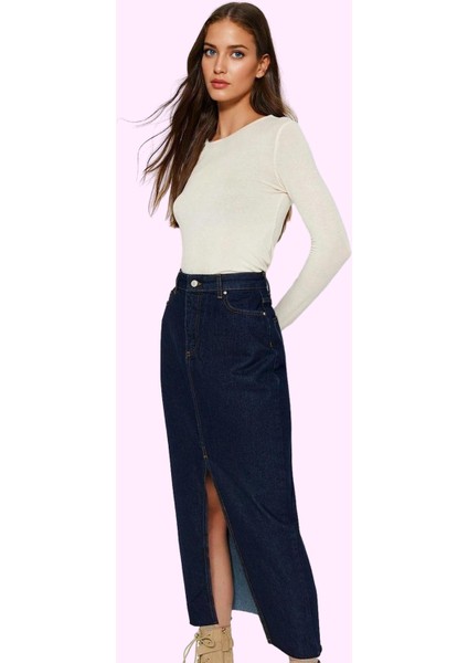 Kadın A Line Denim Maxi Etek Pamuk Günlük ve Şık Kombinler Hafta Sonu Yaz Aylarının Vazgeçilmezi