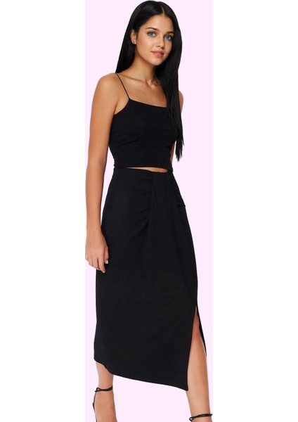 Kadın Midi Etek Anvelop Kruvaze Kalem Kalıp Örme Yazlık Iş Elbisesi Yaz Aylarının Vazgeçilmezi fiyatları