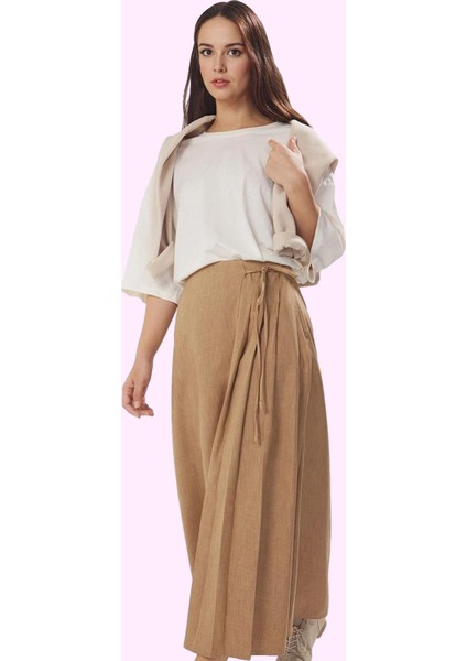 Kadın A Line Maxi Etek 100% Polyester Dokuma Kumaş Ramadan Koleksiyonu Ofis Şıklığı Günlük Kullanım