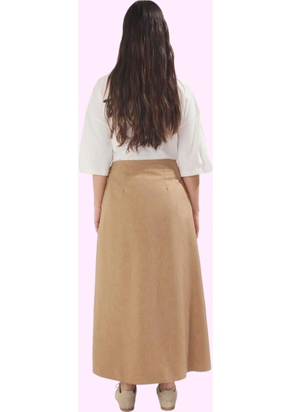Kadın A Line Maxi Etek 100% Polyester Dokuma Kumaş Ramadan Koleksiyonu Ofis Şıklığı Günlük Kullanım modelleri