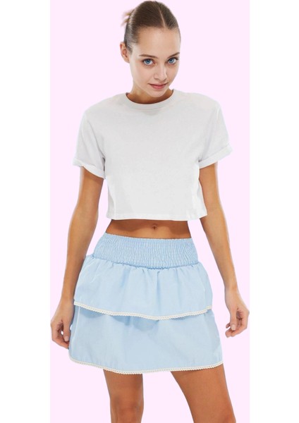 Kadın Mini Etek Terrycotton Kumaş Ekose Desenli Fırfırlı Şık Günlük Kullanım Modern Tasarım fiyatları