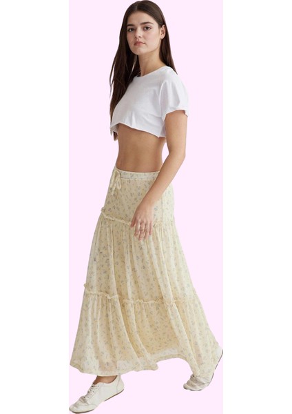 Kadın Çiçekli Tül Etek A Line Normal Bel Maxi Boy Günlük Stil Hafta Sonu Dayanıklı Malzeme fiyatları