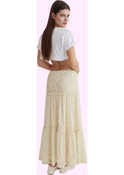 Kadın Çiçekli Tül Etek A Line Normal Bel Maxi Boy Günlük Stil Hafta Sonu Dayanıklı Malzeme modelleri
