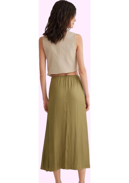 Kadın Saten Midi Etek A Line Kesim Günlük Kombinler Için Hafta Sonu Yaz Aylarının Vazgeçilmezi modelleri