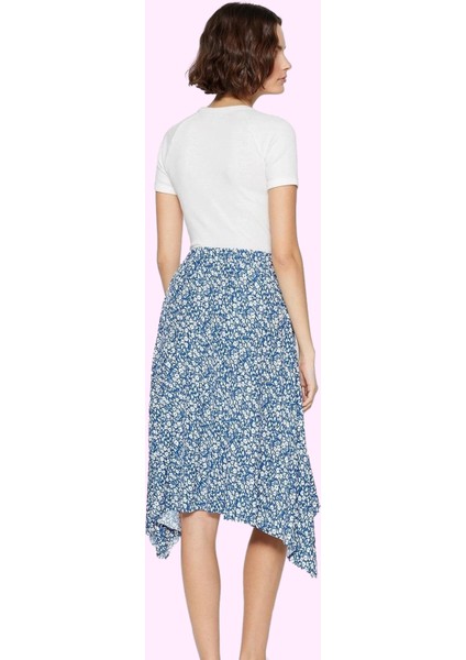 Kadın Yüksek Bel Midi Etek Zebra Desenli Asimetrik Kesim Örme Kumaş Günlük Kombin Hafta Sonu modelleri