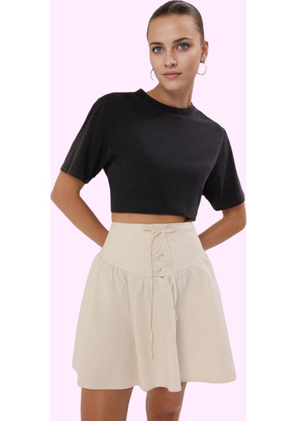 Kadın Gabardin Dokuma Kloş Mini Etek Yüksek Bel Rahat Günlük Hafta Sonu Yaz Aylarının Vazgeçilmezi fiyatları