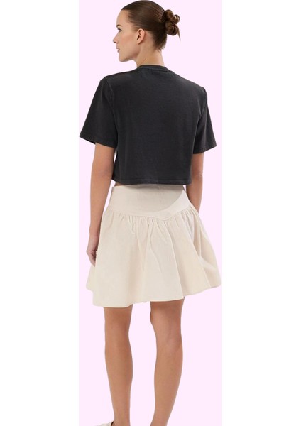 Kadın Gabardin Dokuma Kloş Mini Etek Yüksek Bel Rahat Günlük Hafta Sonu Yaz Aylarının Vazgeçilmezi modelleri