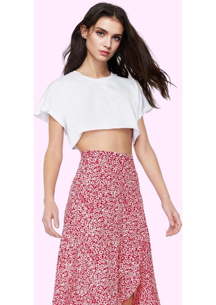 Kadın Skater Kalıp Midi Etek Renk Çiçek Desenli Yazlık Model Günlük Kullanım Modern Tasarım fiyatları