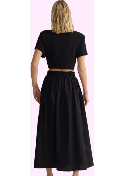 Kadın Maxi Etek Yüksek Bel Kloş Dokuma Kumaş Günlük Stil Hafta Sonu Yaz Aylarının Vazgeçilmezi fiyatları