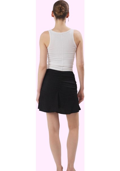 Kadın Mini Örme Etek Zebra Desenli Büzgü Detayı Kalem Yaz Günlük Kullanım Kaliteli Malzeme modelleri