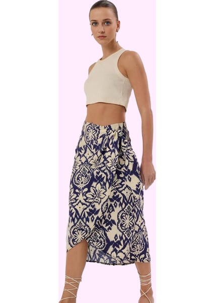 Kadın Lilyum Dokuma Viskoz Midi Etek Sarong Kesim Etnik Desenli Yaz Aylarının Vazgeçilmezi fiyatları