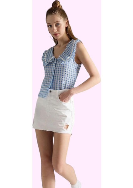 Kadın Pamuklu Denim Mini Etek Basic A Line Kalıp Yaz Günlük Hafta Sonu Stilin Buluştuğu Yer