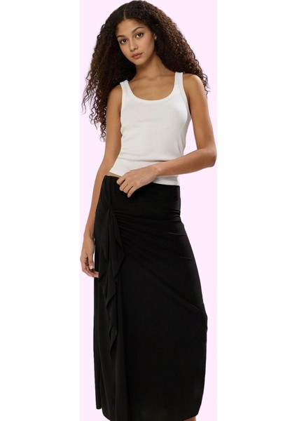 Kadın Maxi Etek Yüksek Bel Örme Kumaş Asimetrik Kalem Kalıp Günlük Yaz Aylarının Vazgeçilmezi fiyatları