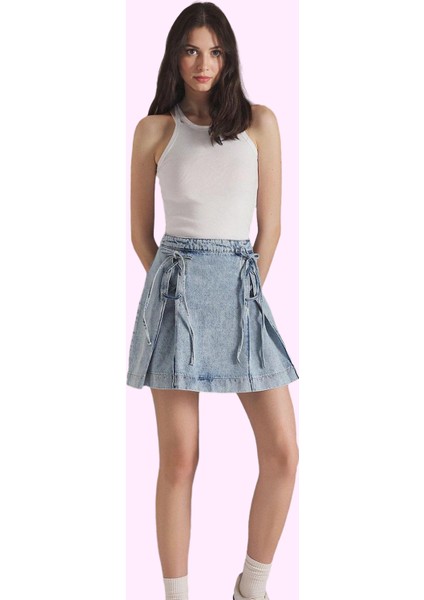 Kadın Denim Mini Etek Pamuk A Line Günlük Casual Kombinler Hafta Sonu Yaz Aylarının Vazgeçilmezi fiyatları