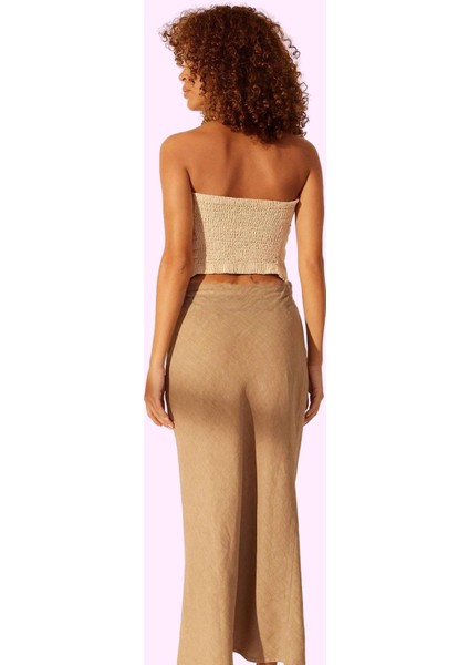 Kadın Basic Yüksek Bel Midi Keten Etek Dokuma Kumaş Yaz Günlük Kullanım Stilin Buluştuğu Yer modelleri