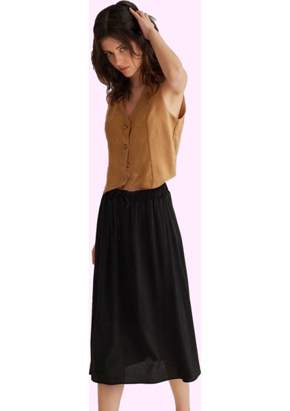 Kadın Yazlık Günlük Midi Kloş Etek Viskoz Polyester Crinkle Dokuma Yaz Aylarının Vazgeçilmezi fiyatları