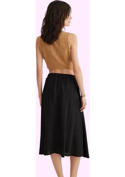 Kadın Yazlık Günlük Midi Kloş Etek Viskoz Polyester Crinkle Dokuma Yaz Aylarının Vazgeçilmezi modelleri