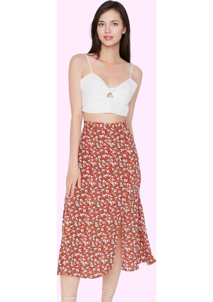 Kadın Viskoz Midi Boy A Line Etek Casual Günlük Yaz Kullanımı Için Yüksek Bel Modern Tasarım