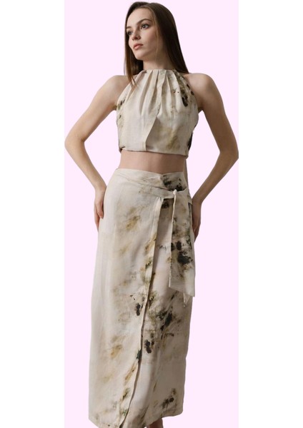 Kadın Yüksek Bel Sarong Siluet Midi Dokuma Etek Batik Desenli Pamuk Yaz Aylarının Vazgeçilmezi fiyatları