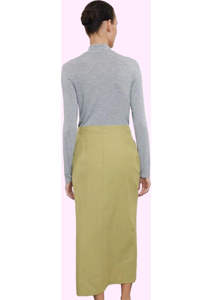 Kadın Pamuk Polyester Midi Etek Kemerli Yüksek Bel Kalem Günlük Yaz Aylarının Vazgeçilmezi fiyatları