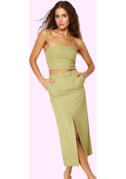 Kadın Pamuk Polyester Midi Etek Kemerli Yüksek Bel Kalem Günlük Yaz Aylarının Vazgeçilmezi modelleri