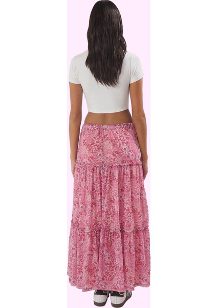 Kadın A Line Skater Maxi Etek Tül Kumaş Çiçekli Desen Yazlık Günlük Kullanım Modern Tasarım modelleri