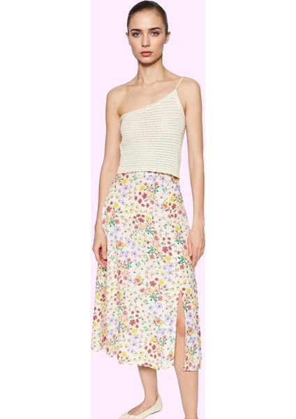 Kadın Viskoz Midi Boy A Line Etek Casual Günlük Yaz Kullanımı Için Yüksek Bel Modern Tasarım