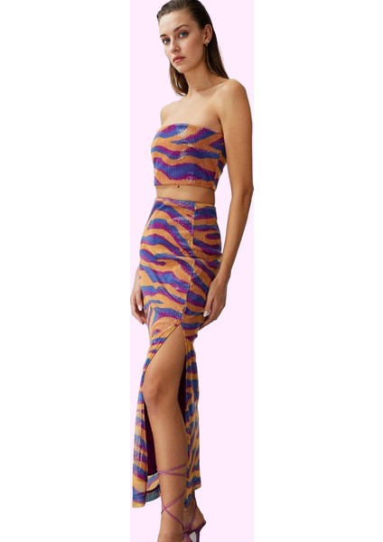 Kadın Kalem Kalıp Maxi Etek Çok Animal Desenli Payetli Gece Elbisesi Yaz Aylarının Vazgeçilmezi fiyatları